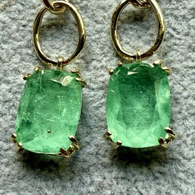 Alternative view of Orecchini Fantasia 3 Cerchi Verde Smeraldo