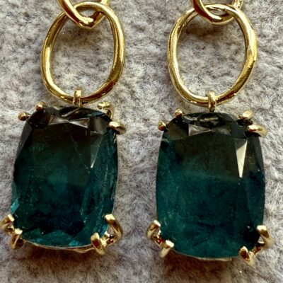 Alternative view of Orecchini Fantasia 3 Cerchi Verde Petrolio