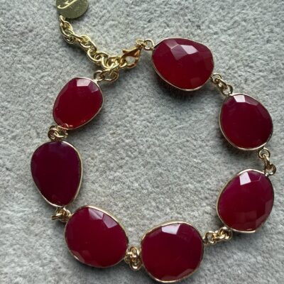 Bracciale Pietre Naturali Calcedonio Rubino