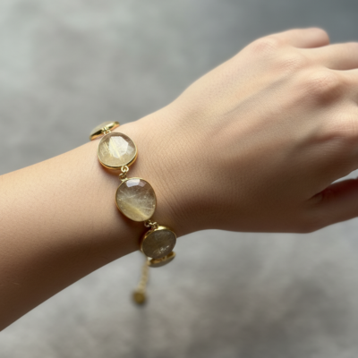 Alternative view of Bracciale Pietre Naturali Quarzo Rutilato