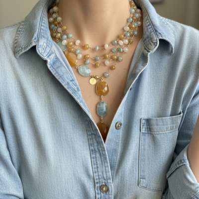 Alternative view of Collezione Sciarpetta Quarzi e Acquamarina