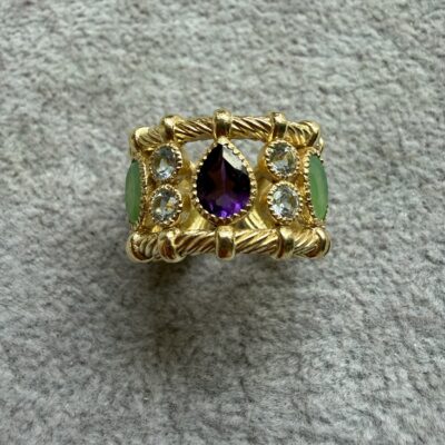 Alternative view of Anello Rigato con Ametista