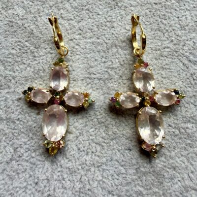 Orecchini Croce Rosa