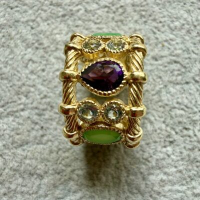 Anello Rigato con Ametista