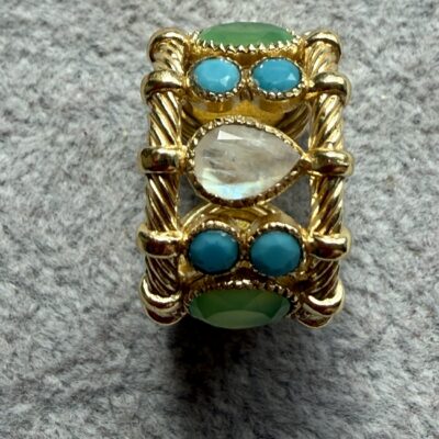 Anello Rigato con Turchesi