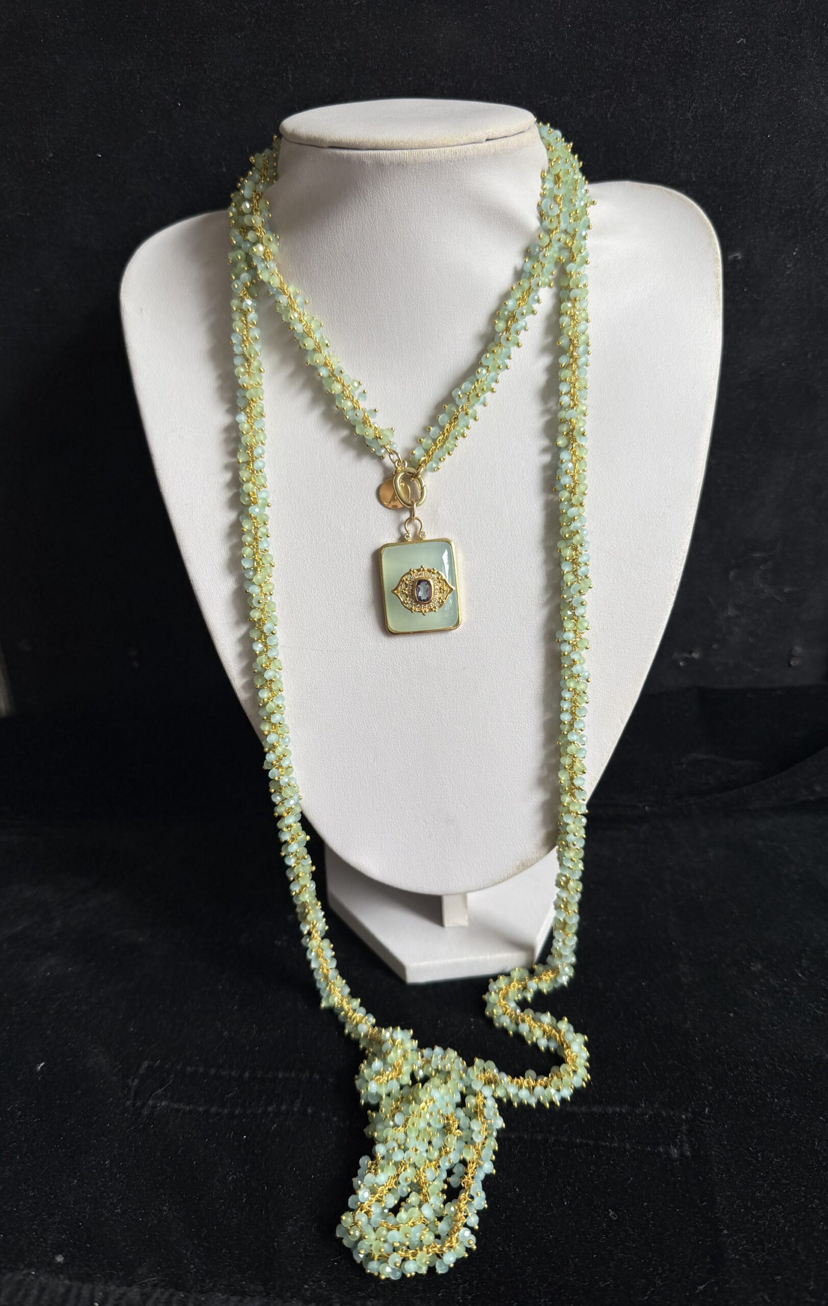 Collezione Sash Medaglione Calcedonio Verde Acqua - immagine 4