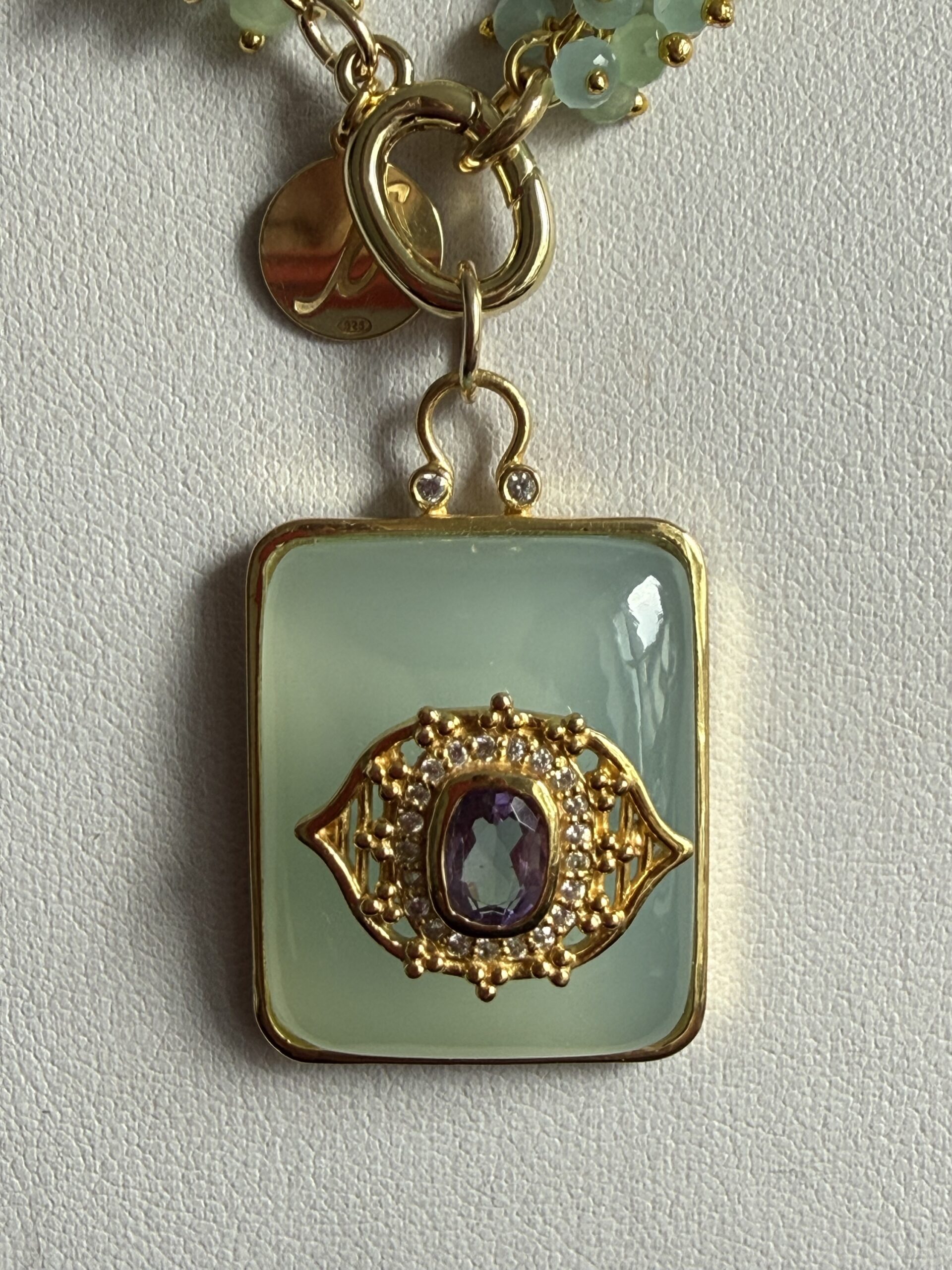 Collezione Sash Medaglione Calcedonio Verde Acqua - immagine 2